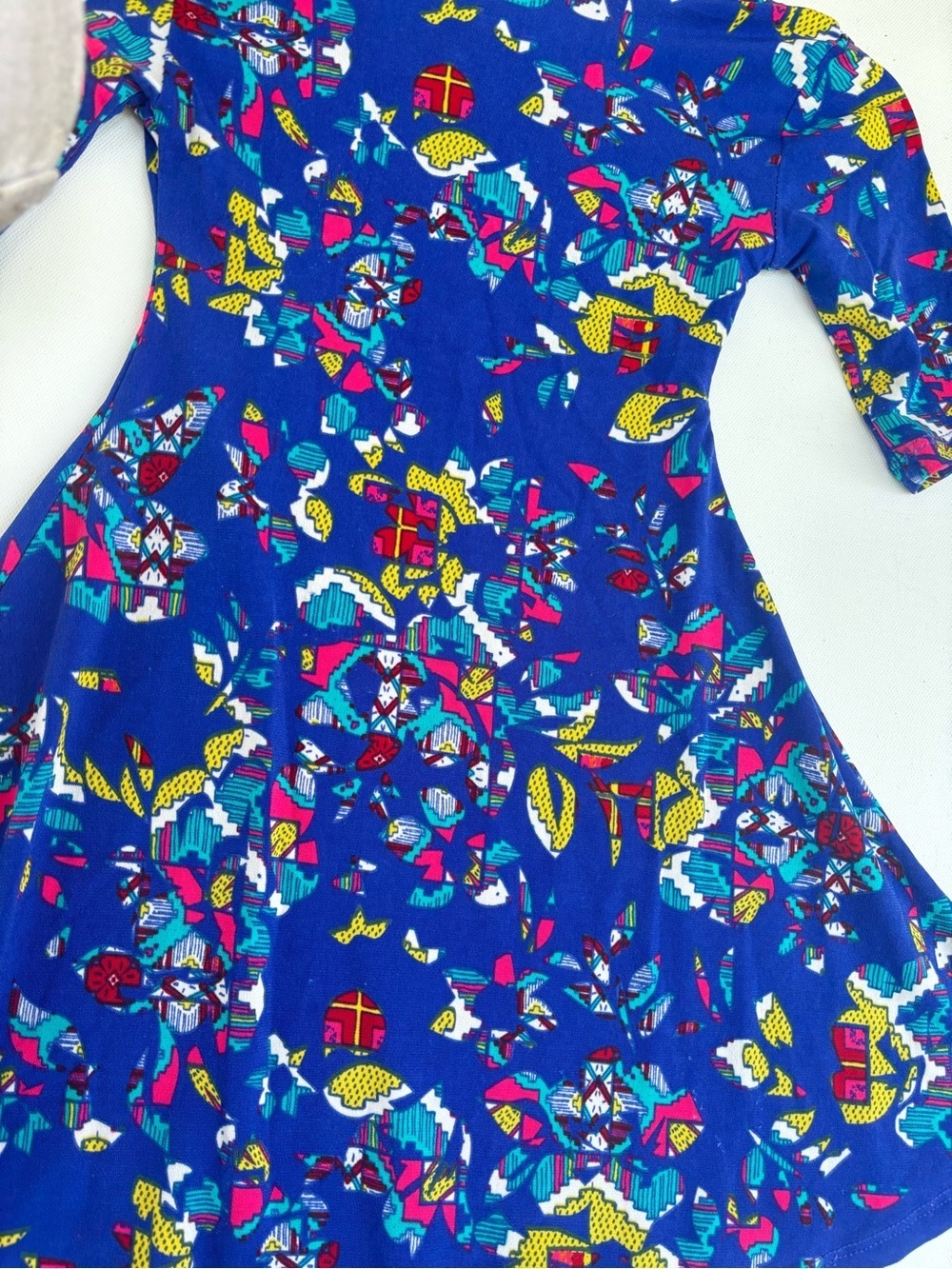 LuLaRoe Bright Blue Multicolor Floral Twirl Dress - Picture 9 of 9